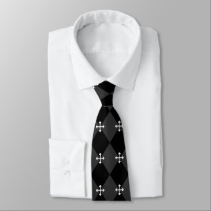 Grey and Black Harlequin and Gothic Cross Tie