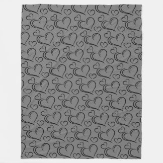 Grey and black heart large sherpa blanket