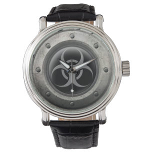 Grey and Black Industrial Biohazard Steel Effect Watch
