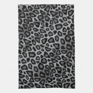 Grey and Black Leopard Animal Print Kitchen Towel