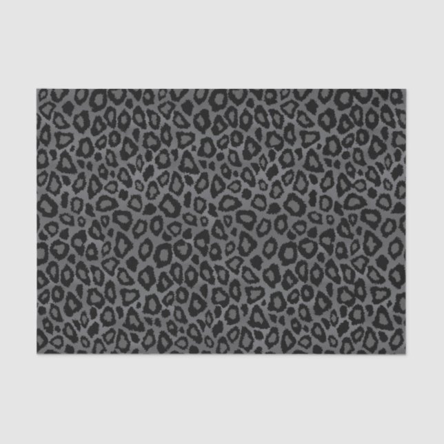 Grey and Black Leopard Animal Print Tissue Paper (Front)
