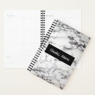 Grey And Black Marble Stone Grey Stripe Planner