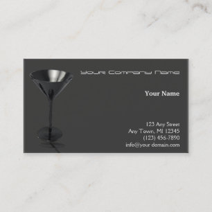 Grey and Black Martini Glass Business Card