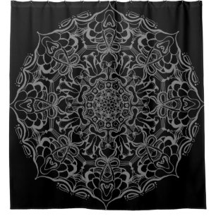 Grey and Black Medallion Shower Curtian