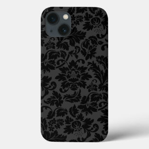 Grey And Black Monotones Vintage Floral Damasks iPhone 13 Case