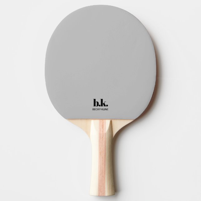 Grey and Black Ping Pong Paddle With Initials (Front)