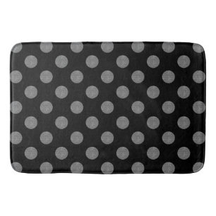 Grey and black polka dots bath mat