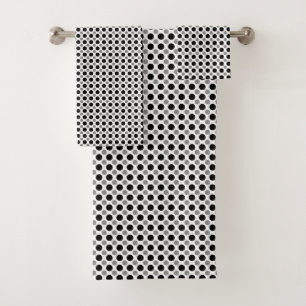 Grey and black polka Dots Bath Towel Set