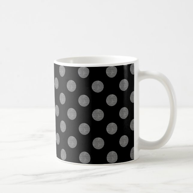 Grey and black polka dots coffee mug (Right)