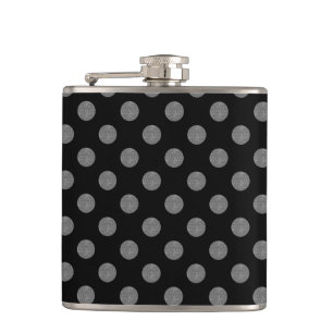 Grey and black polka dots hip flask
