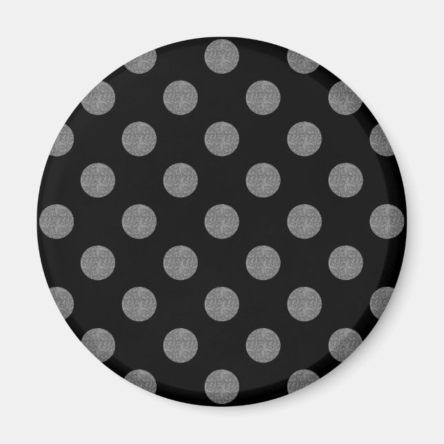 Grey and black polka dots magnet (Front)