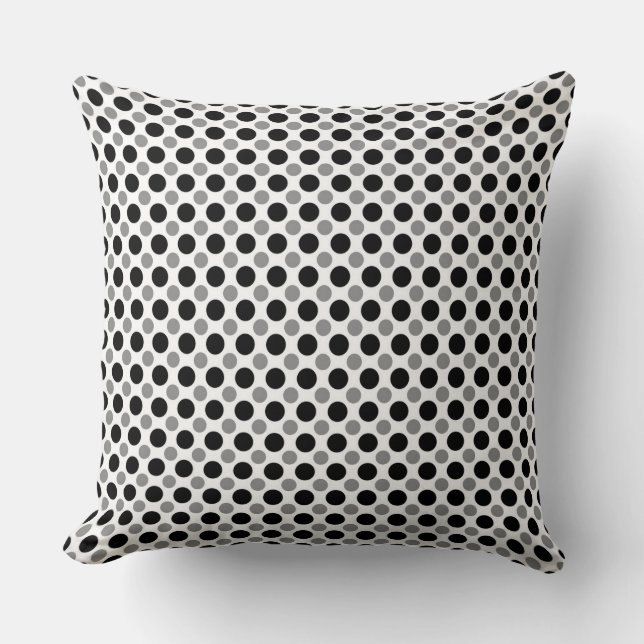 Grey and black polka Dots  Throw Pillow (Front)