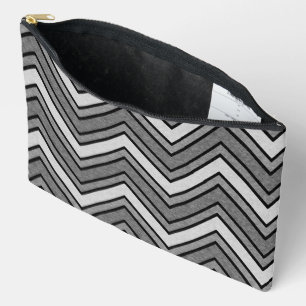 Grey and black sketch chevron accessory pouch