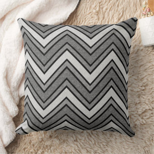 Grey and black sketch chevron throw pillow