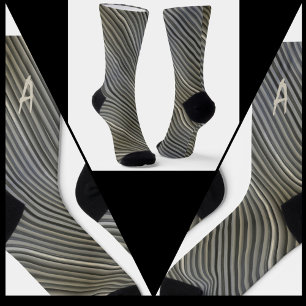 Grey and Black Smokey Monochromatic Stripes Socks