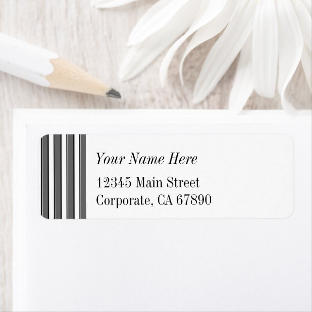 Grey and Black Stripes Custom Address Labels (Insitu)
