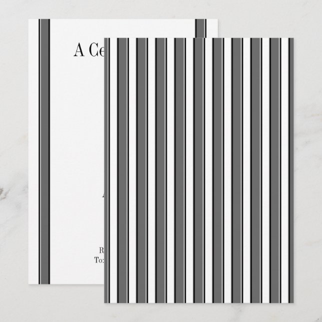 Grey and Black Stripes Invitation Template (Front/Back)