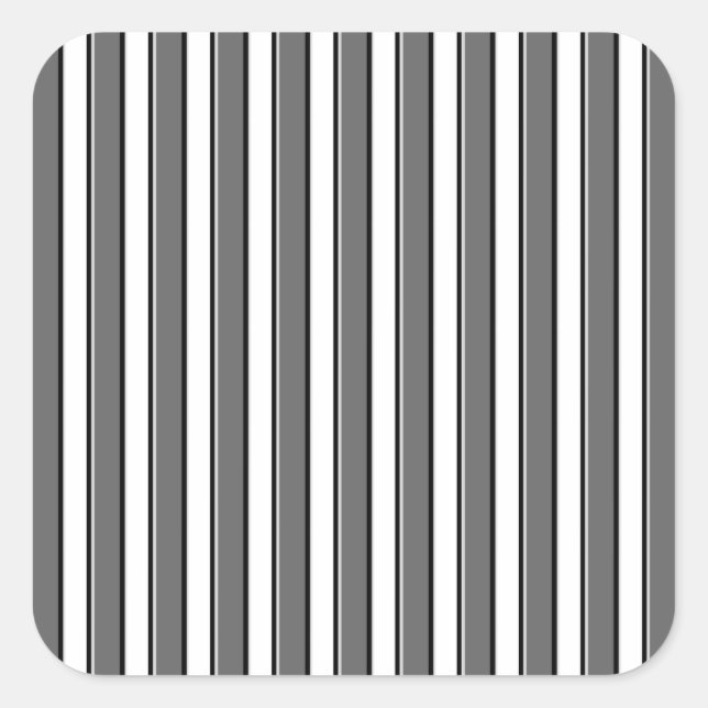 Grey and Black Stripes on White Square Sticker (Front)