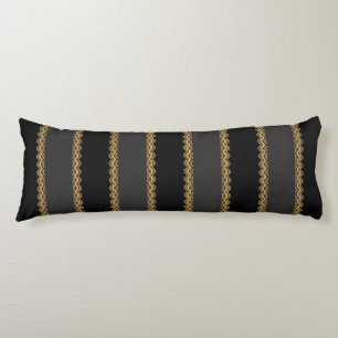 Grey and Black Stripes with Gold Lace Body Pillow