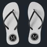 Grey and Black Tiny Dots Monogram Flip Flops<br><div class="desc">Custom printed flip flop sandals with a cute girly polka dot pattern and your custom monogram or other text in a circle frame. Click Customize It to change text fonts and colours or add your own images to create a unique one of a kind design!</div>