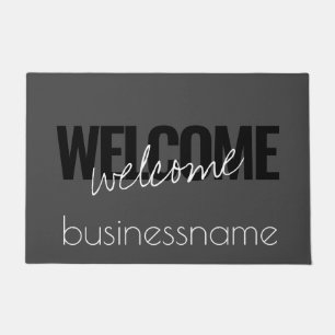 Grey and Black Trendy Custom Business Bold Welcome Doormat