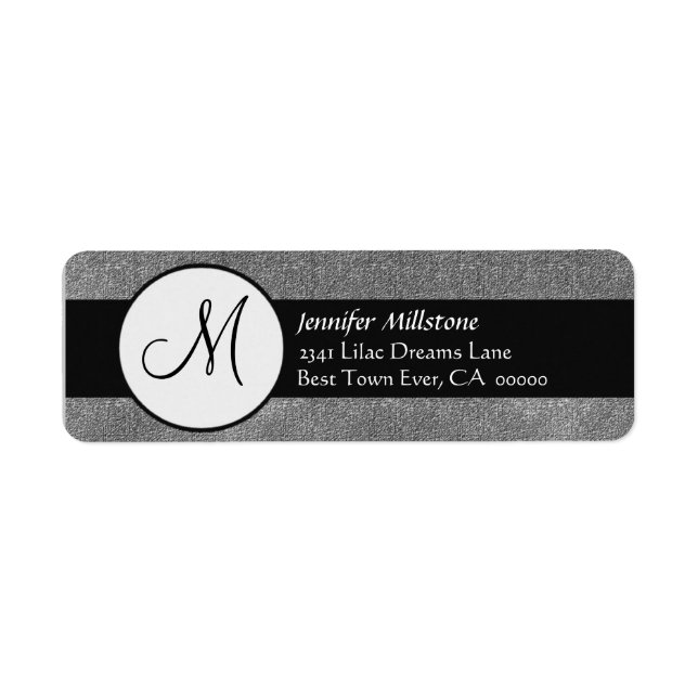Grey and Black Wedding Monogram Address Label (Front)