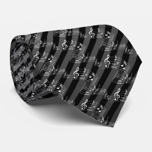 GREY AND BLACK WITH MUSIC NOTES TIE