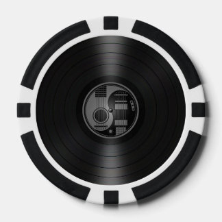 Grey and Black Yin Yang Guitars Vinyl Graphic Poker Chips
