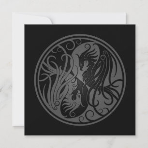 Grey and Black Yin Yang Phoenix
