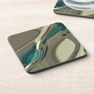 Grey and Blue Abstract Art Coaster