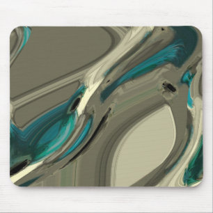 Grey and Blue Abstract Art Mouse Pad