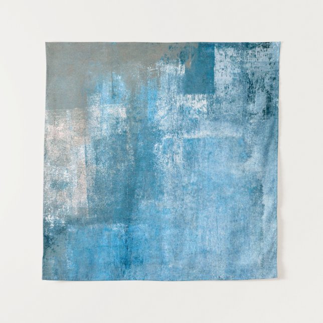 Grey and Blue Abstract Art Paintingabstract, paint Tapestry (Front)