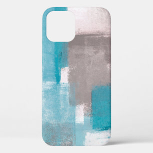Grey and Blue Abstract Art Paintingabstract,painti iPhone 12 Case