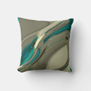 Grey and Blue Abstract Art Throw Pillow