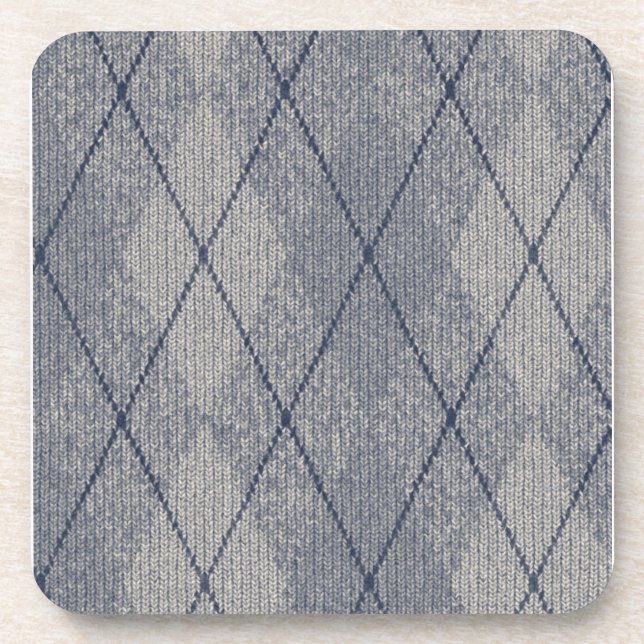 Grey and Blue Argyle Coaster (Front)