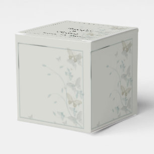 Grey and Blue Butterfly Meadow Wedding Favour Box