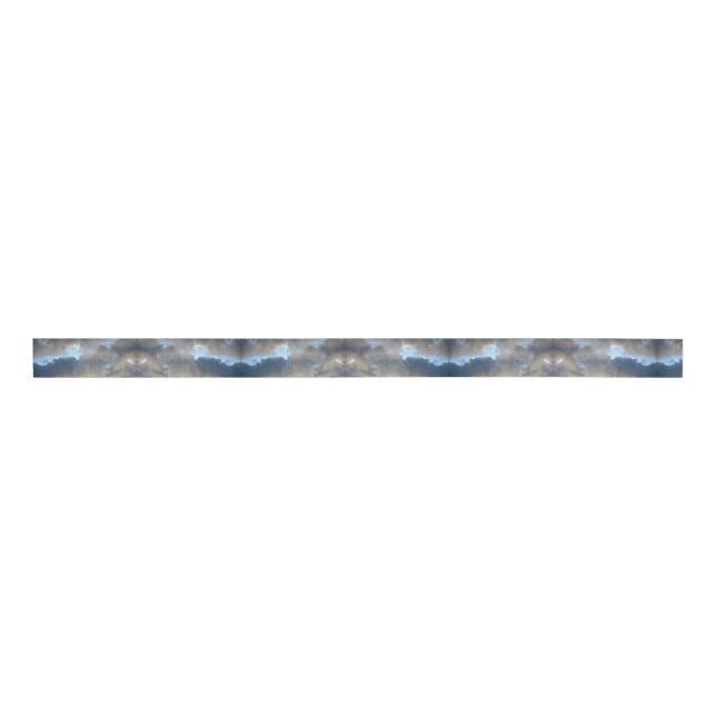 Grey and Blue Clouds Grosgrain Ribbon (Front)