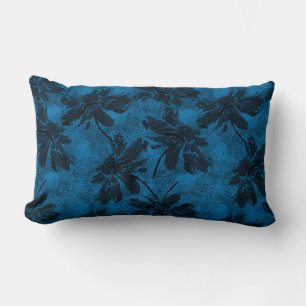 Grey and blue floral pattern. lumbar pillow