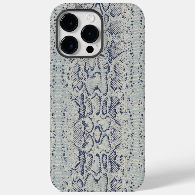 Grey and Blue Snake Skin Animal Print Case-Mate iPhone Case (Back)
