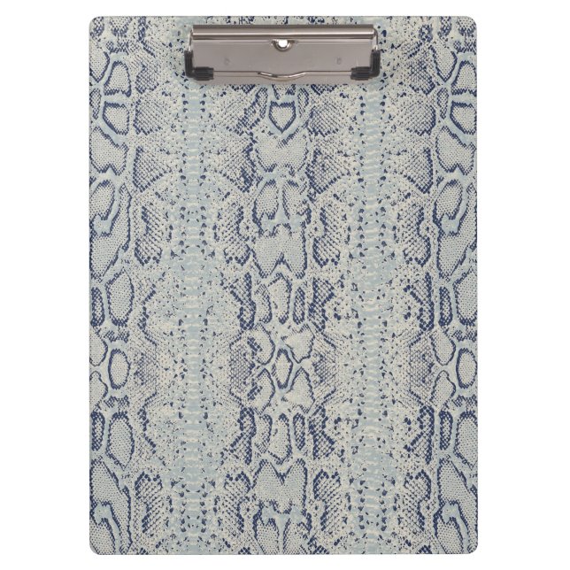 Grey and Blue Snake Skin Animal Print Clipboard (Front)