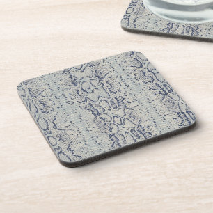 Grey and Blue Snake Skin Animal Print Coaster