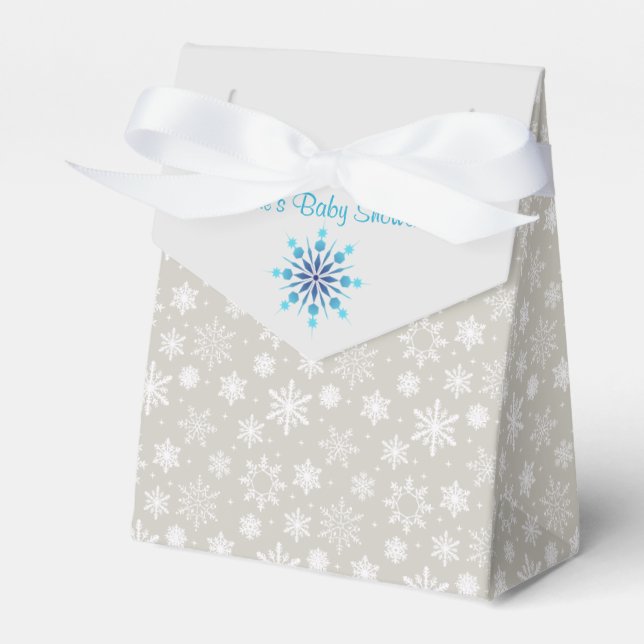 Grey and Blue Snowflake Favour Box (Front Side)
