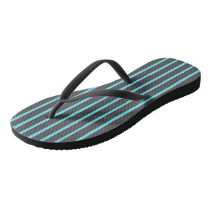 Grey and Blue Stripes Flip Flops