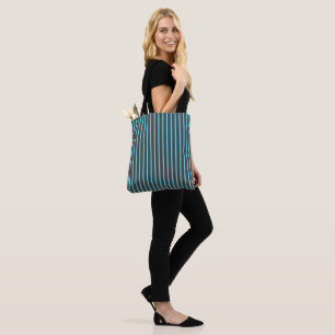 Grey and Blue Stripes Tote Bag
