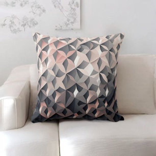 Grey and Blush Pink Geometric Throw Pillow