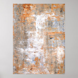 Grey and Brown Abstract Art Painting Poster