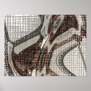 Grey and Brown Abstract Art Poster