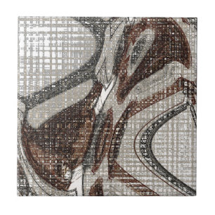Grey and Brown Abstract Art Tile