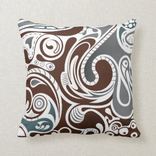 Grey and Brown Abstract Throw Pillow