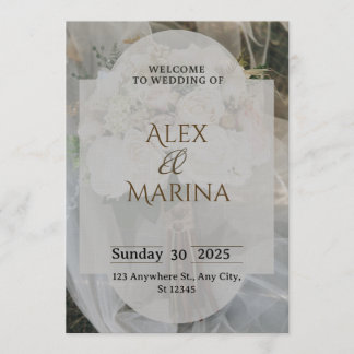 Grey And Brown Elegant Wedding Invitation